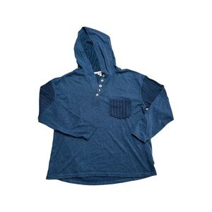 Bke Hoodie Womens Size Small Blue Pullover Sweater 1/2 Button Casual Cinch Waist
